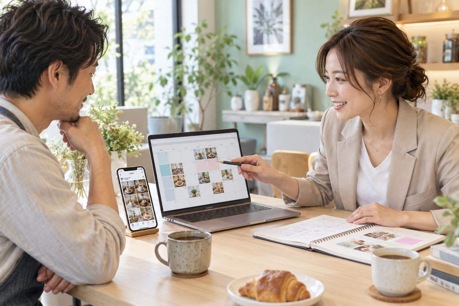 SNSコンサルタント:スマートフォンや制作画面を使ったサービスのイメージ