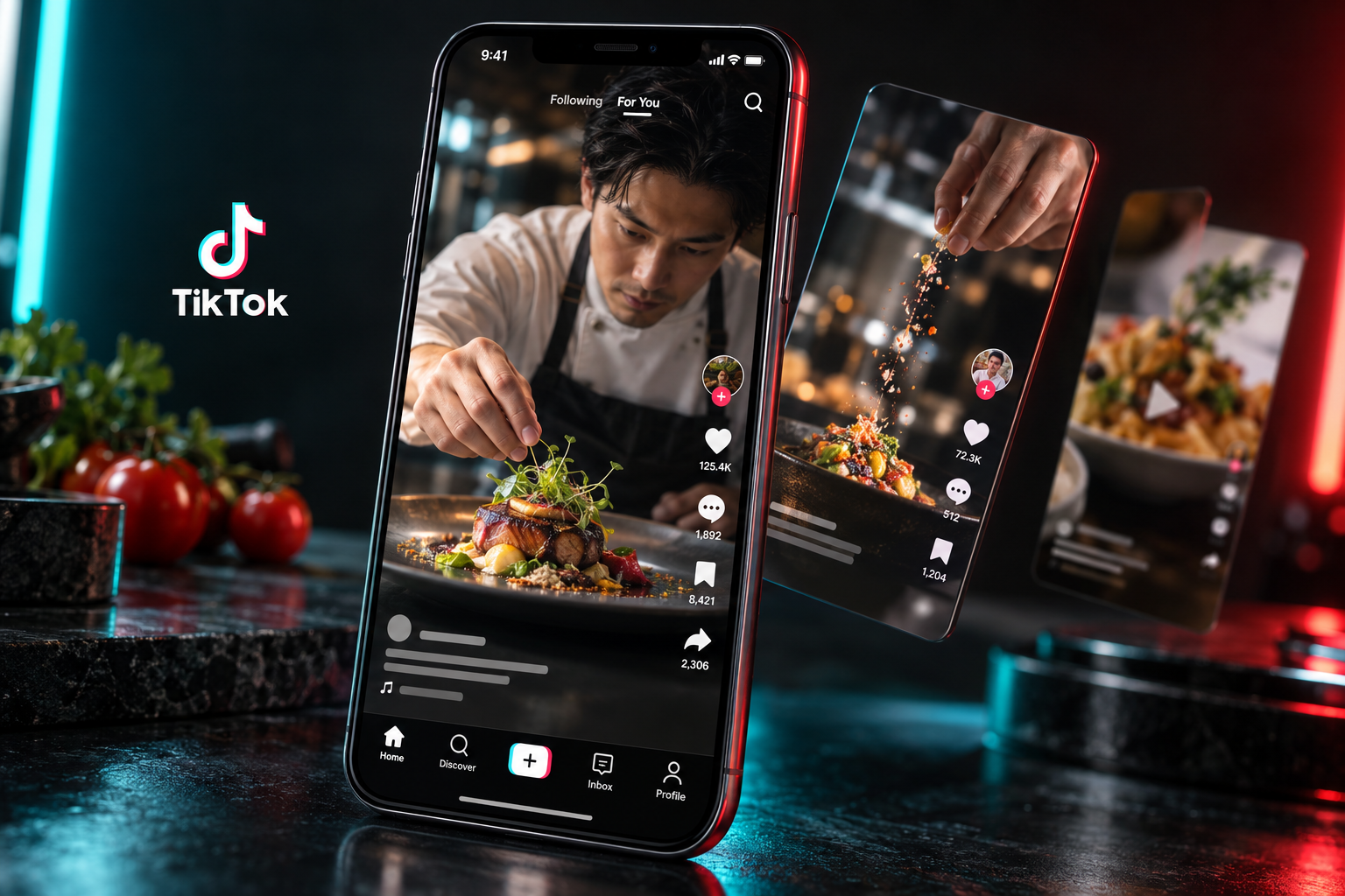 TikTok:スマートフォンや制作画面を使ったサービスのイメージ